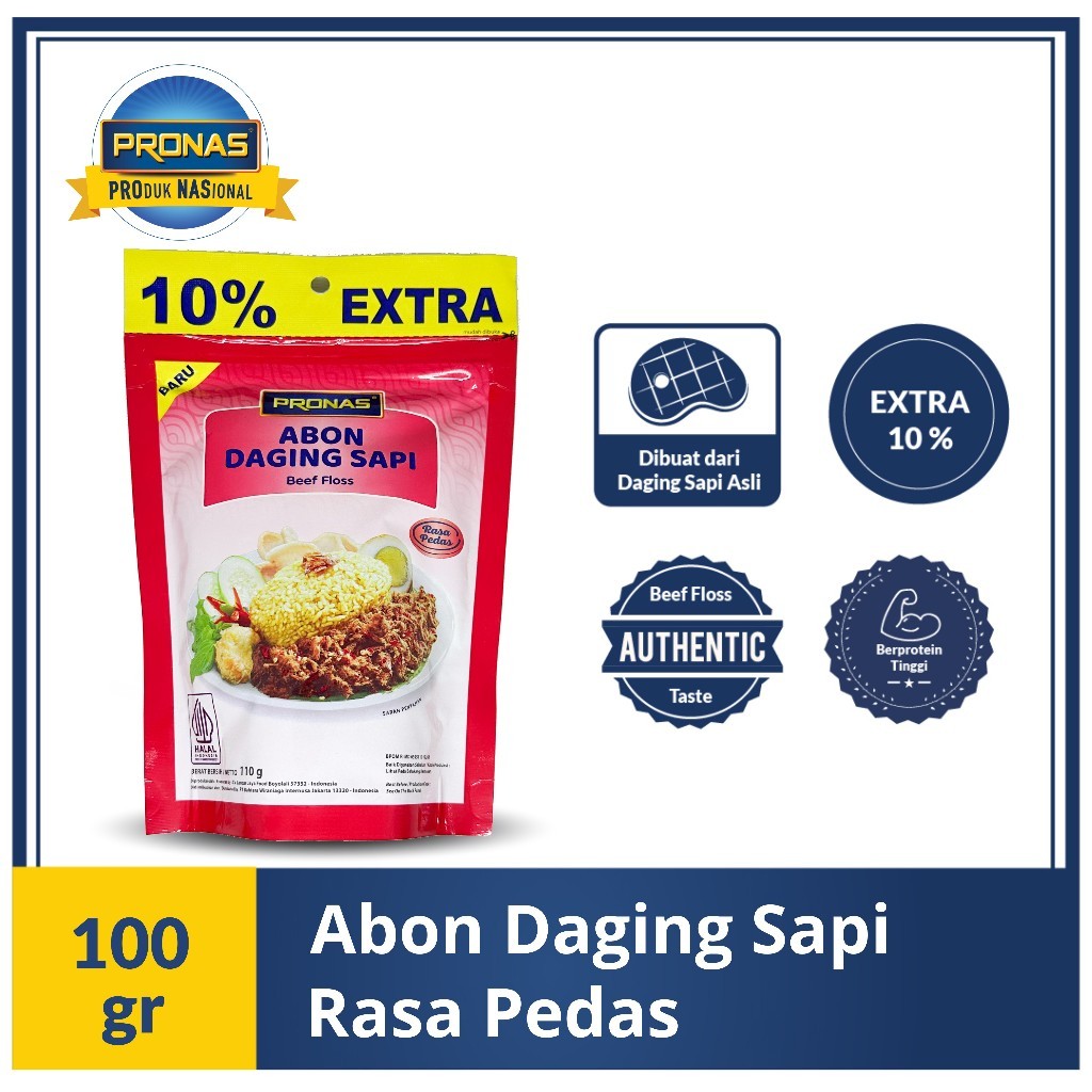 

Pronas Abon Daging Sapi Rasa Pedas 100 g Dengan Kemasan Ziplock