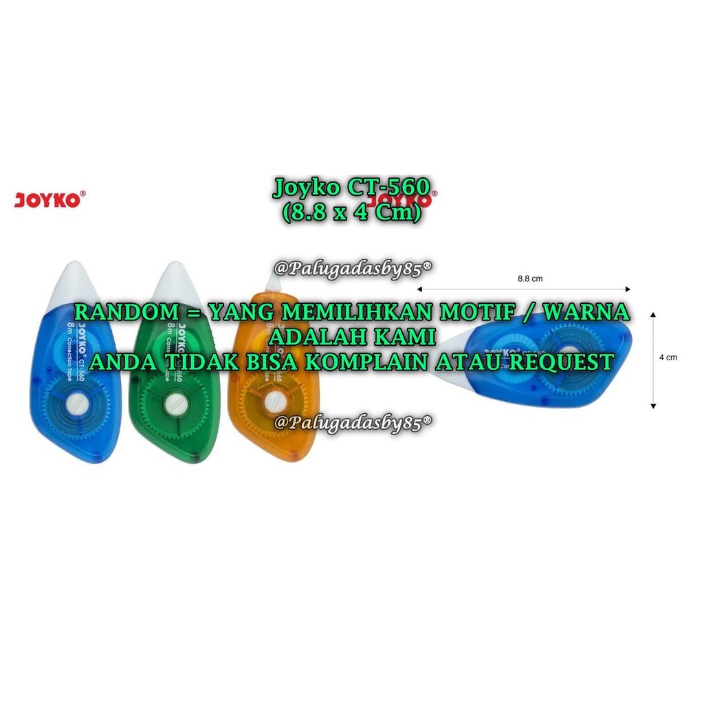 

(1 Biji) GROSIR Correction Tape JOYKO CT-560 (8M*5mm) RANDOM / Pita Koreksi Joyko CT-560 (1 Biji)