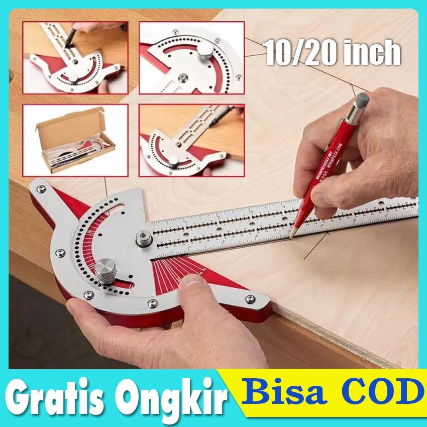 

Penggaris Sudut Stainless 10/20 Inch - Alat Ukur Presisi untuk Tukang Kayu - Penggaris Sudut Adjustable dengan Skala Laser, Cocok untuk Pemasangan Lis & Mebel