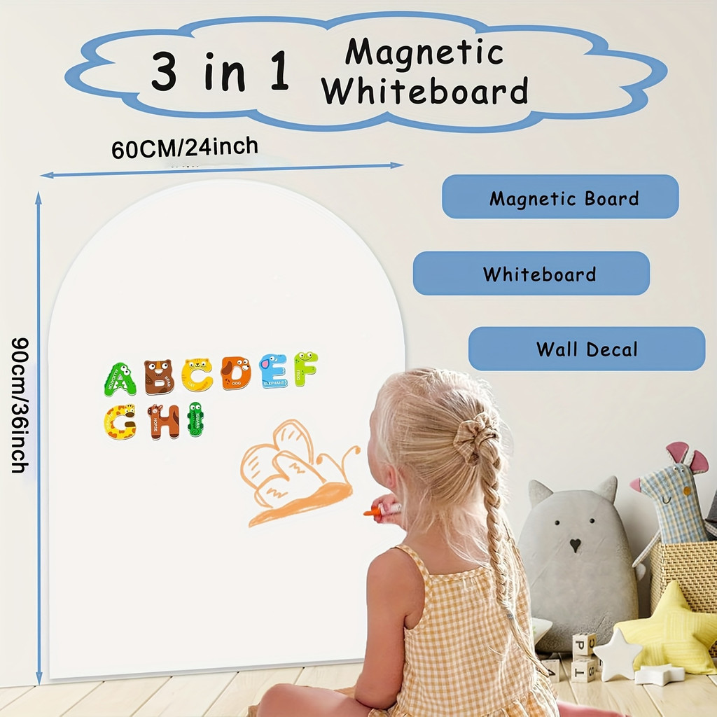 

2025new Magnetic Whiteboard Arch Contact Paper For Wall, Peel And Stick Self Adhesive Whiteboard Wall Decal Roll For Home,