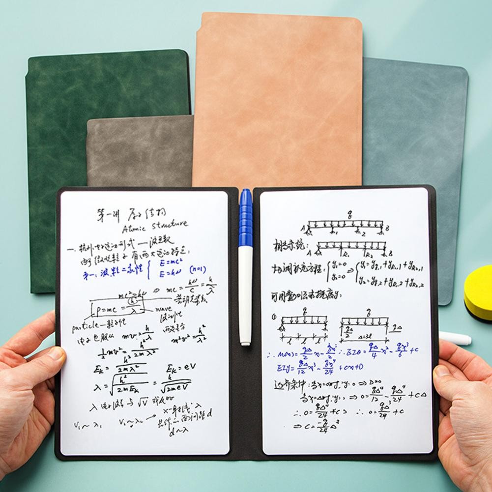 

1 Set Great Writing Whiteboard Double Side Eco-friendly Message Board Portable A5 Whiteboard Notebook with Sponge