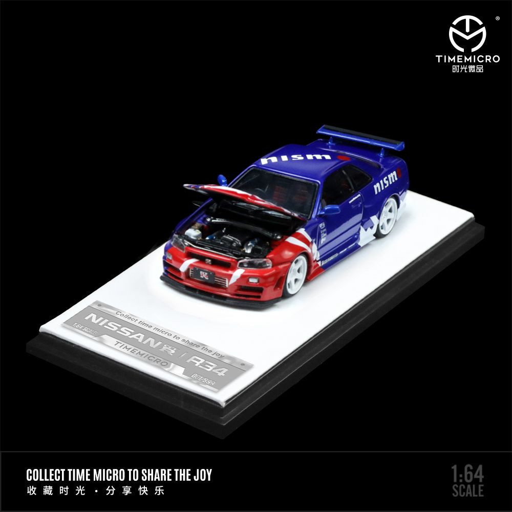 Time Micro Nissan Nissan GTR34 - Red and Blue - Diecast Premium 1:64 Time Micro R34