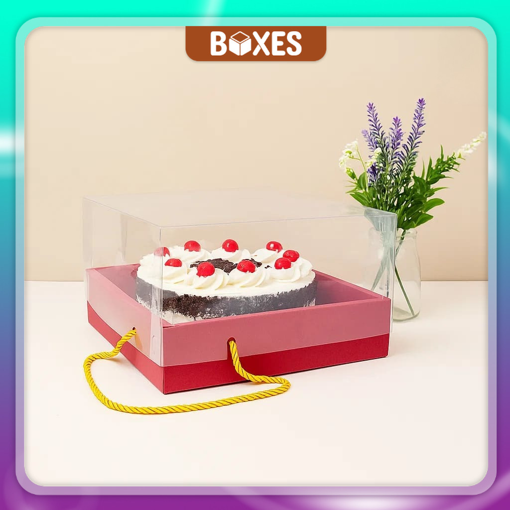 Box Mika Handle Tali / Kotak Kue Mika / Box Mika Brownies Spiku / Hampers / Makanan I HG05