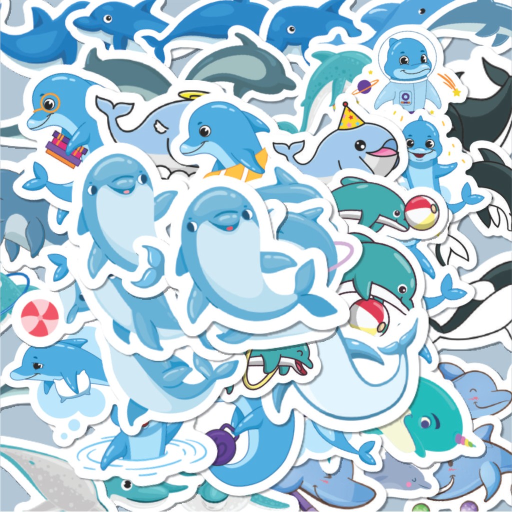 

100PCS Lucu Stiker Hewan Lumba-Lumba Stiker Aesthetic Stiker Anti Air Stikers Berperekat Waterproof sticker decal buat Motor Helm Buku Journal Koper Casing HP Laptop Botol Minum Hadiah anak