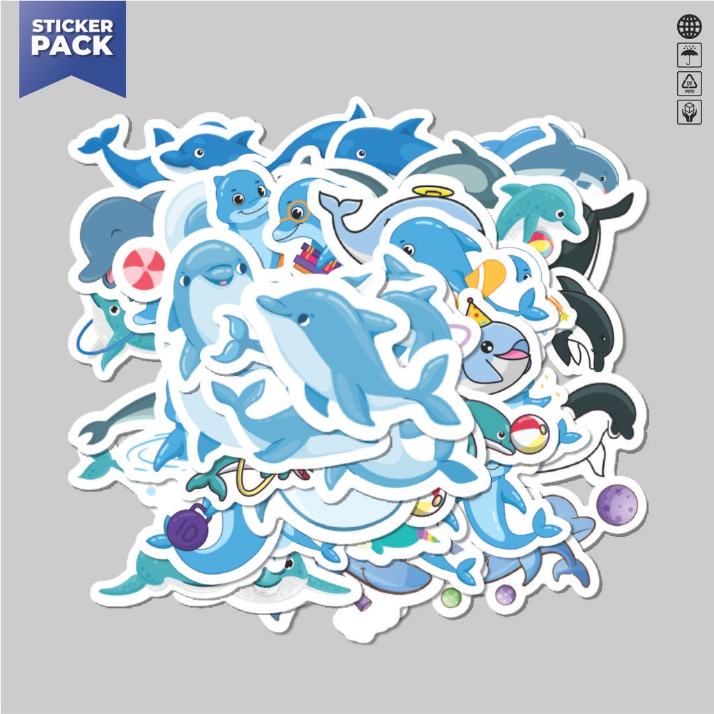 

[100PCS]Stiker Pack Stiker Hewan Lumba-Lumba Aesthetic Vinyl Anti Air Dekorasi Sticker Laptop Buku Journal Koper Helm Casing HP Gitar Helm Skateboard