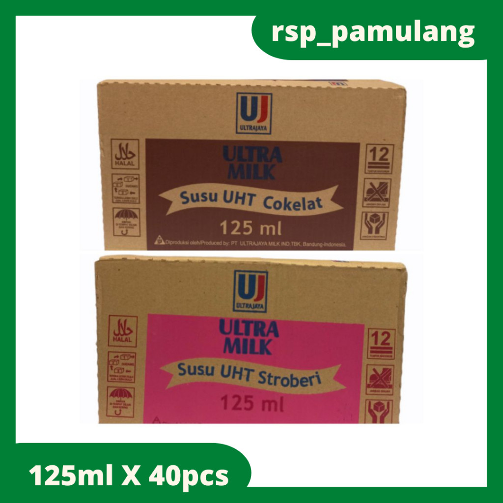 

Ultra Milk UHT 125ml X 40pcs/ 1 KARTON (Coklat/Stroberi/Full Cream)