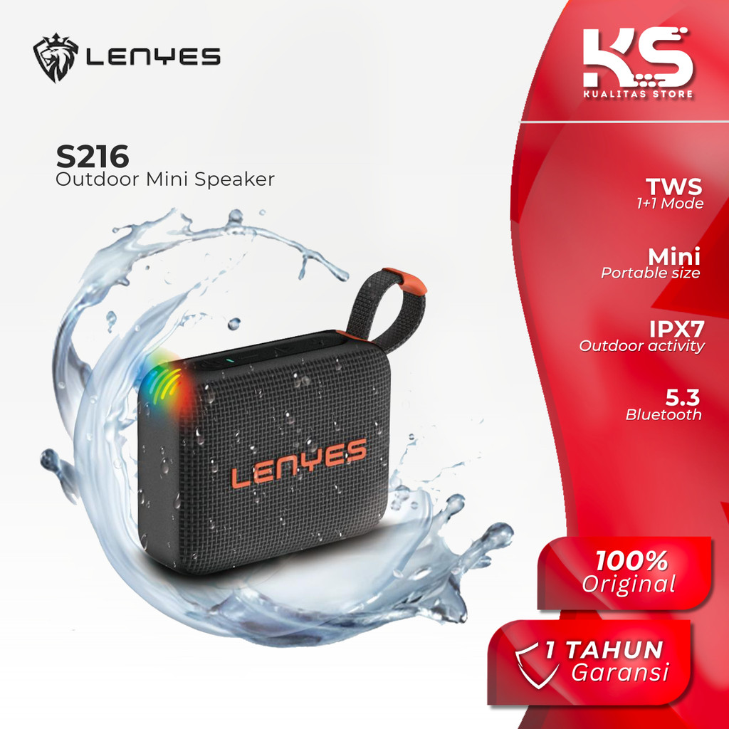 LENYES Speaker Bluetooth V5.3 TWS Waterproof IPX7 HiFi Stereo S216