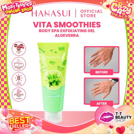 Hanasui Vita Smoothies Body Spa Exfoliating Gel Aloe Vera 180 ml - VITA 8 Complex Double | TnT Beaut