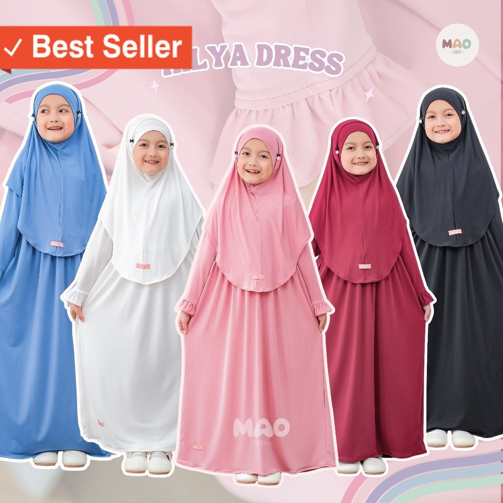 Fashion Muslim Kekinian Termurah / MAO HIJAB - Hilya Gamis Abaya Anak Perempuan Set Hijab