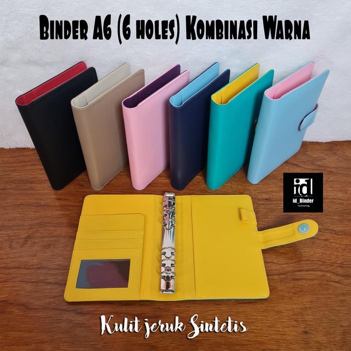 

【YANA-M】COD!!! BINDER A6 KOMBINASI WARNA KULIT JERUK SINTETIS - BLACK - MAROON
