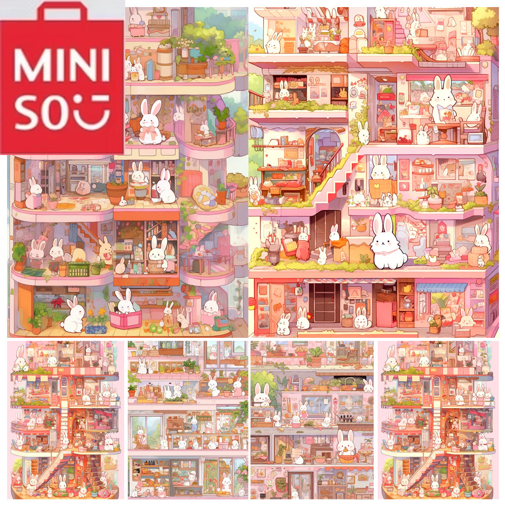 

MINISO Oil Painting By Number Cartoon Rabbit Bazaar Home Decoration Painting Wall Bedroom Room Decor Gift Frameelss