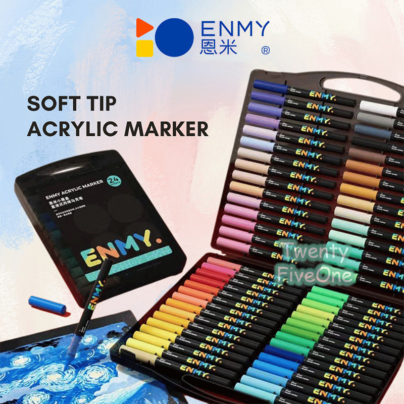 

ENMY Acrylic Marker Soft Tip Pen Paint Drawing Colouring Painting Art Pen