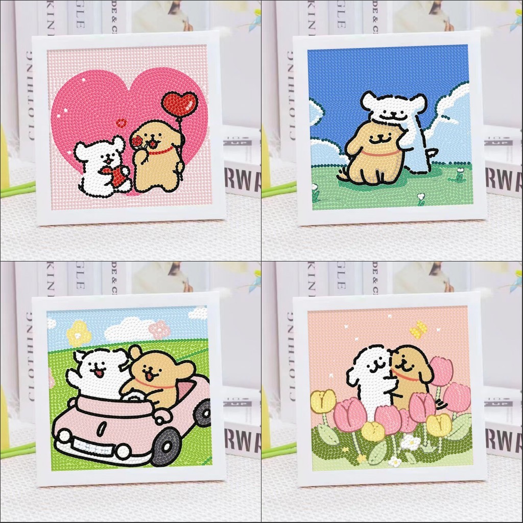 

Ins Line Puppy Diamond Painting Diy Handmade Paste Cartoon Diamond Painting Children's Birthday Gift