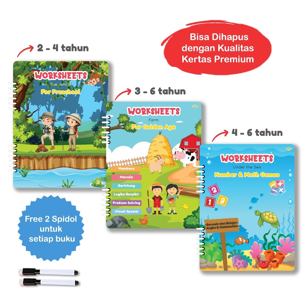 

TAMMI Buku Aktivitas Anak 2 3 4 5 6 Tahun Worksheet Anak Calistung Membaca Menulis Berhitung TK PAUD
