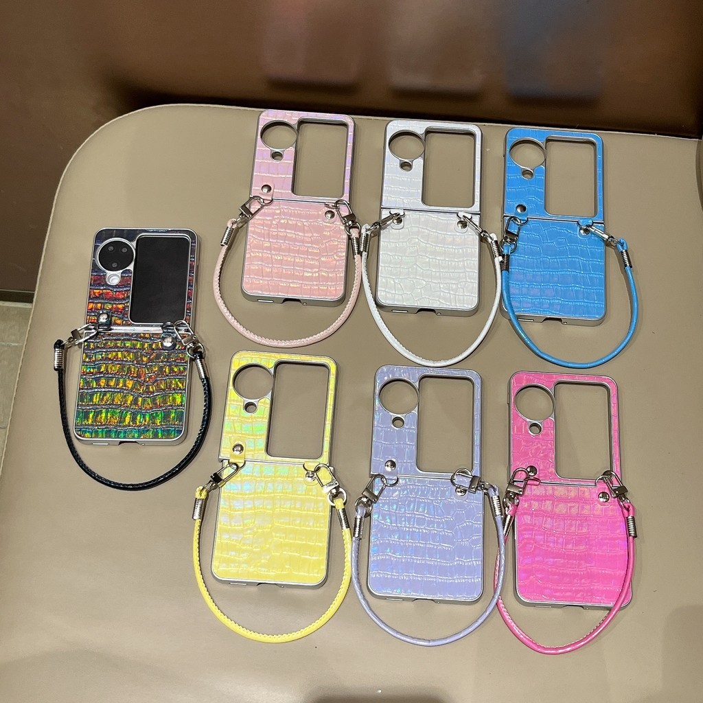 OPPO Temukan N3 flip 5G kulit laser Alligator Pattern dengan rantai Kasus OPPO Temukan N2 flip 5G Ph