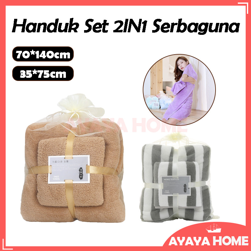 Paket Handuk Set 2in1/Microfiber Towel Handuk/Keluarga Handuk Set 2 In 1