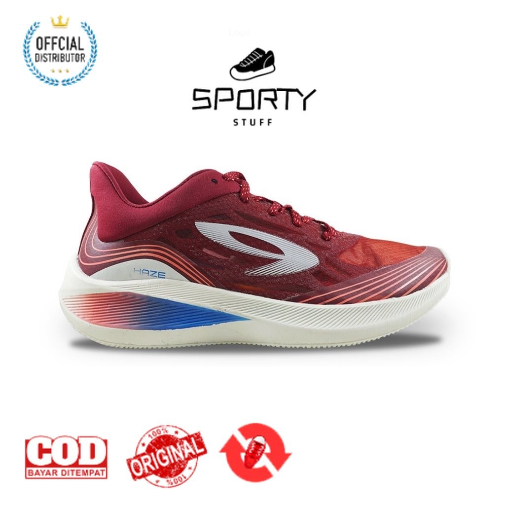 910 Nineten Haze Vision Sepatu Lari - Merah/Biru/Putih