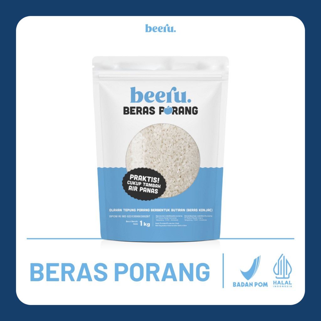 

Beeru Beras Porang Pouch 1 Kg - Shirataki Konjac Rice