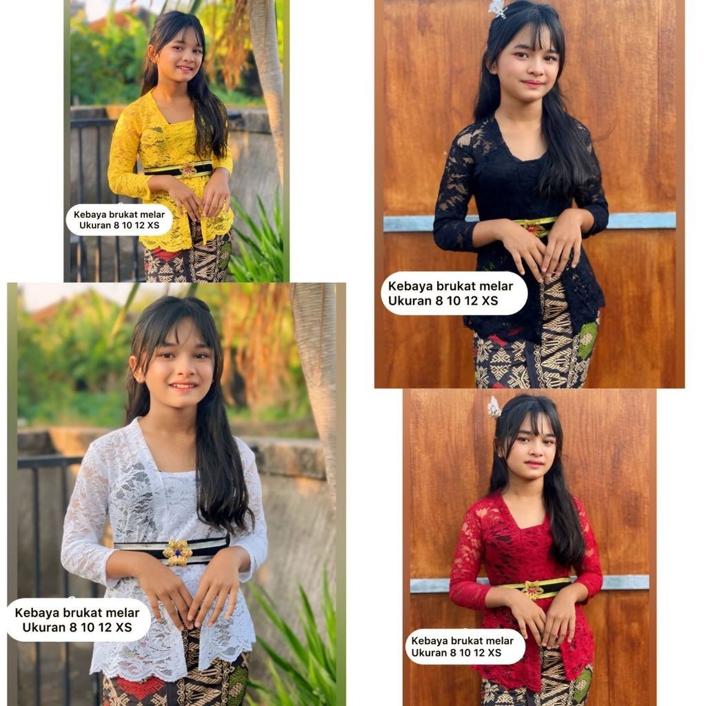 Oneset Kebaya Anak Bali Setelan Kebaya Anak Perempuan Brokat Polos Halus Tidak Gatal 1 Set Kebaya Wi