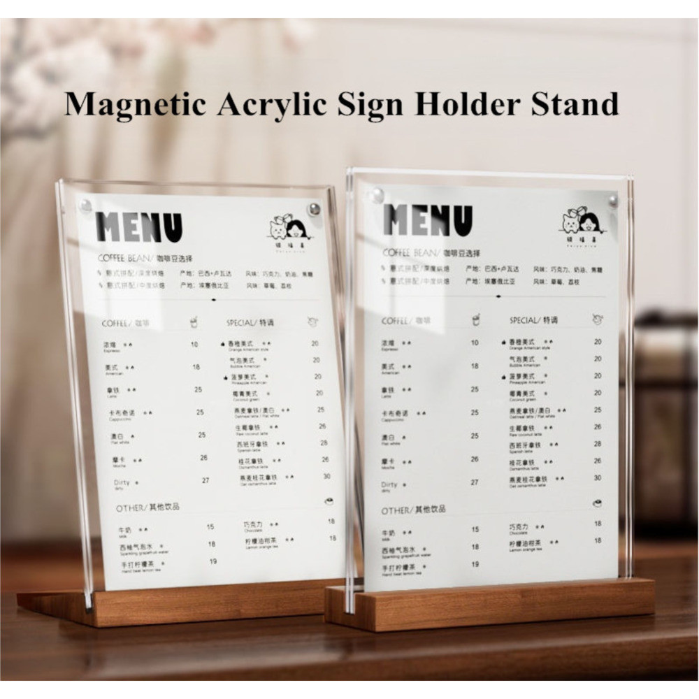 

A5 148x210mm Restaurants Table Menu Paper Magnetic Acrylic Sign Holder Display Stands Picture Photo Poster Frame Price Board