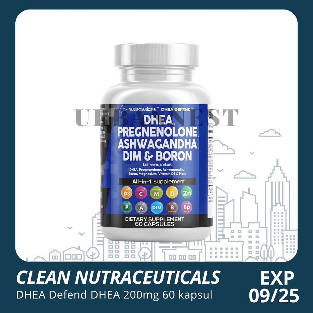 Clean Nutraceuticals DHEA Defend 200mg 60 kapsul Pregnenolone ashwagandha dim boron hormone balance
