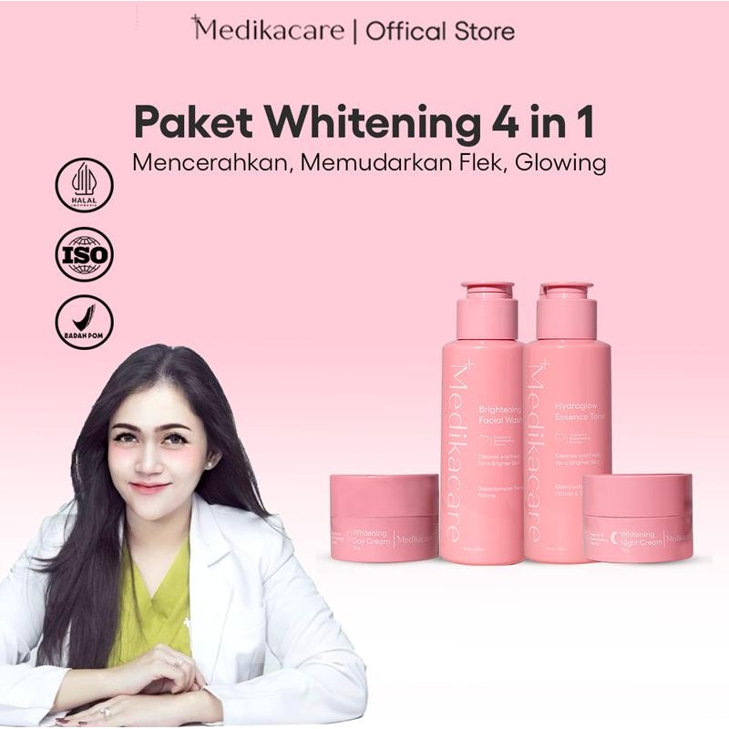 

Medika Care Paket Premium Whitening 4 IN 1 | Mencerahkan , Memudarkan Flek , Glowing