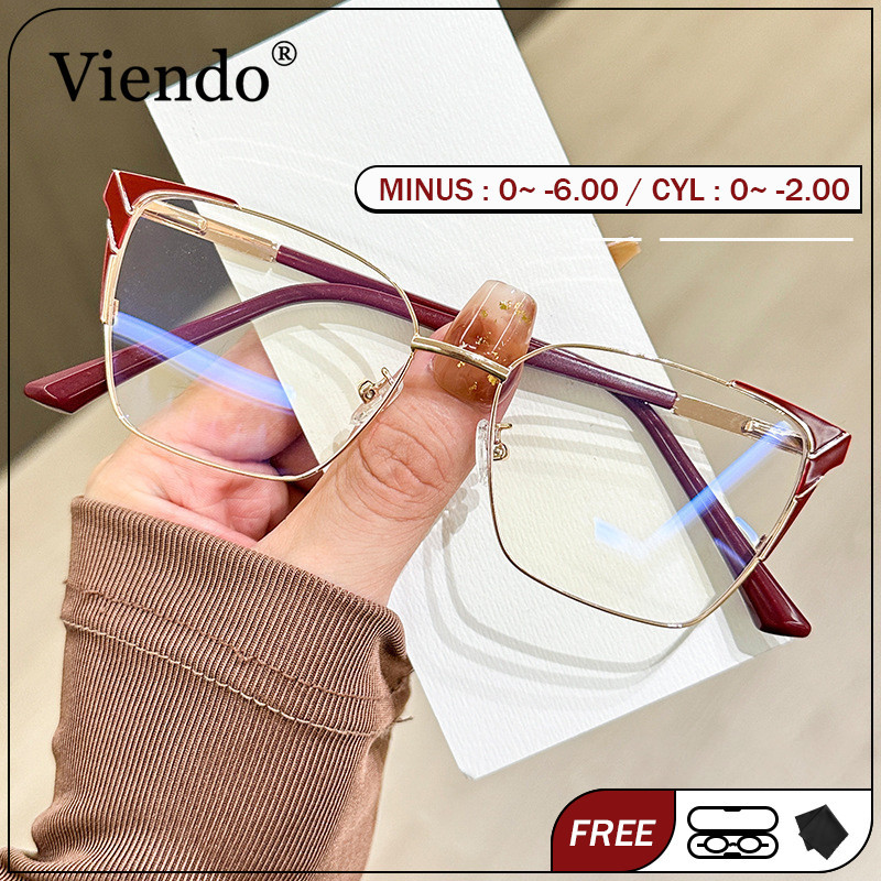 Viendo Kacamata Photocromic Anti Blueray Minus Wanita Cat Eye Silinder Bluecromic Kaca Mata Optik