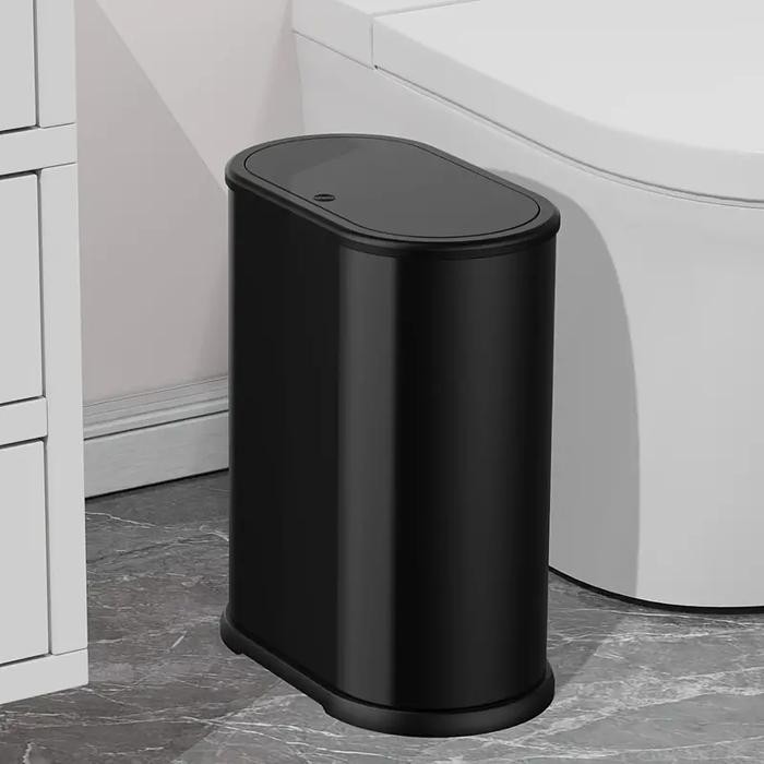 Tempat Sampah Minimalis Ruangan Dapur Toilet Trash Bin Press Tong Sampah Tekan Otomatis - Hitam STS