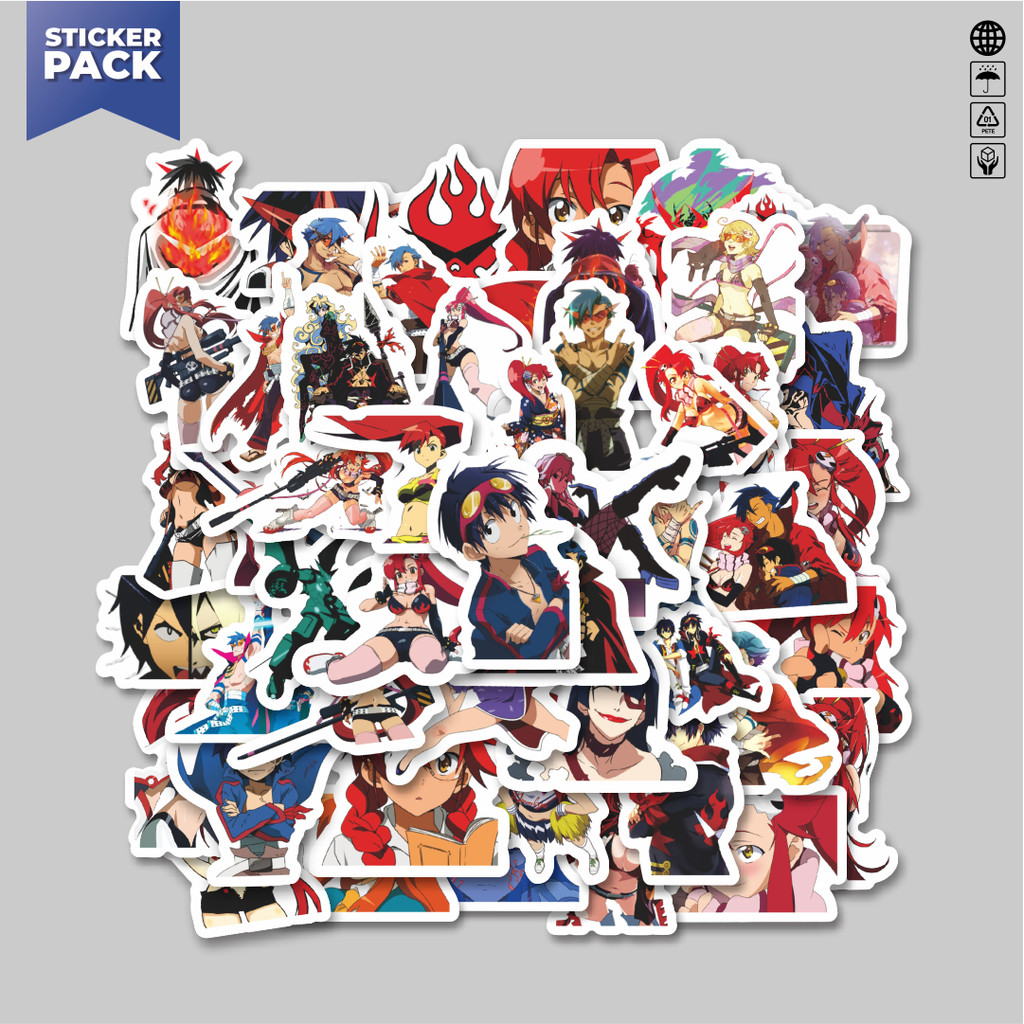 

[100PCS]Stiker Pack Sticker Anime Tengen Toppa Aesthetic Vinyl Anti Air Dekorasi Sticker Laptop Buku Journal Koper Helm Casing HP Gitar Helm Skateboard