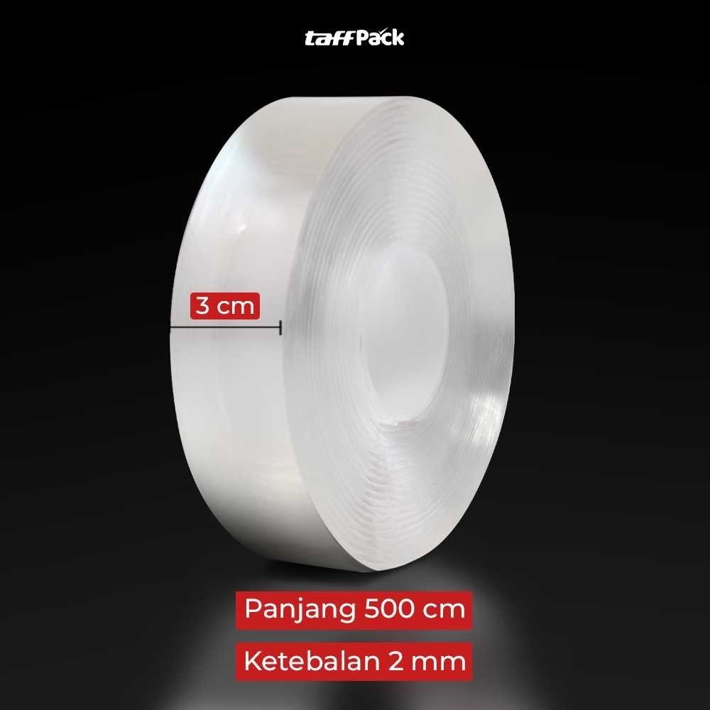 

TaffPACK Double Tape Perekat Transparent No Trace Washable Sticker / Double Tape Premium Nano Selotip Bening 2 Sisi serbaguna / Double Tape Trasnparan Perekat No Trace Adhesive Washable Sticker