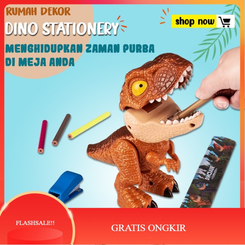 

【AGNES_ID】FLASHSALE!! Dinosaur Plane 6in1 Stationery 5in1 Serutan Dino Rautan Dino