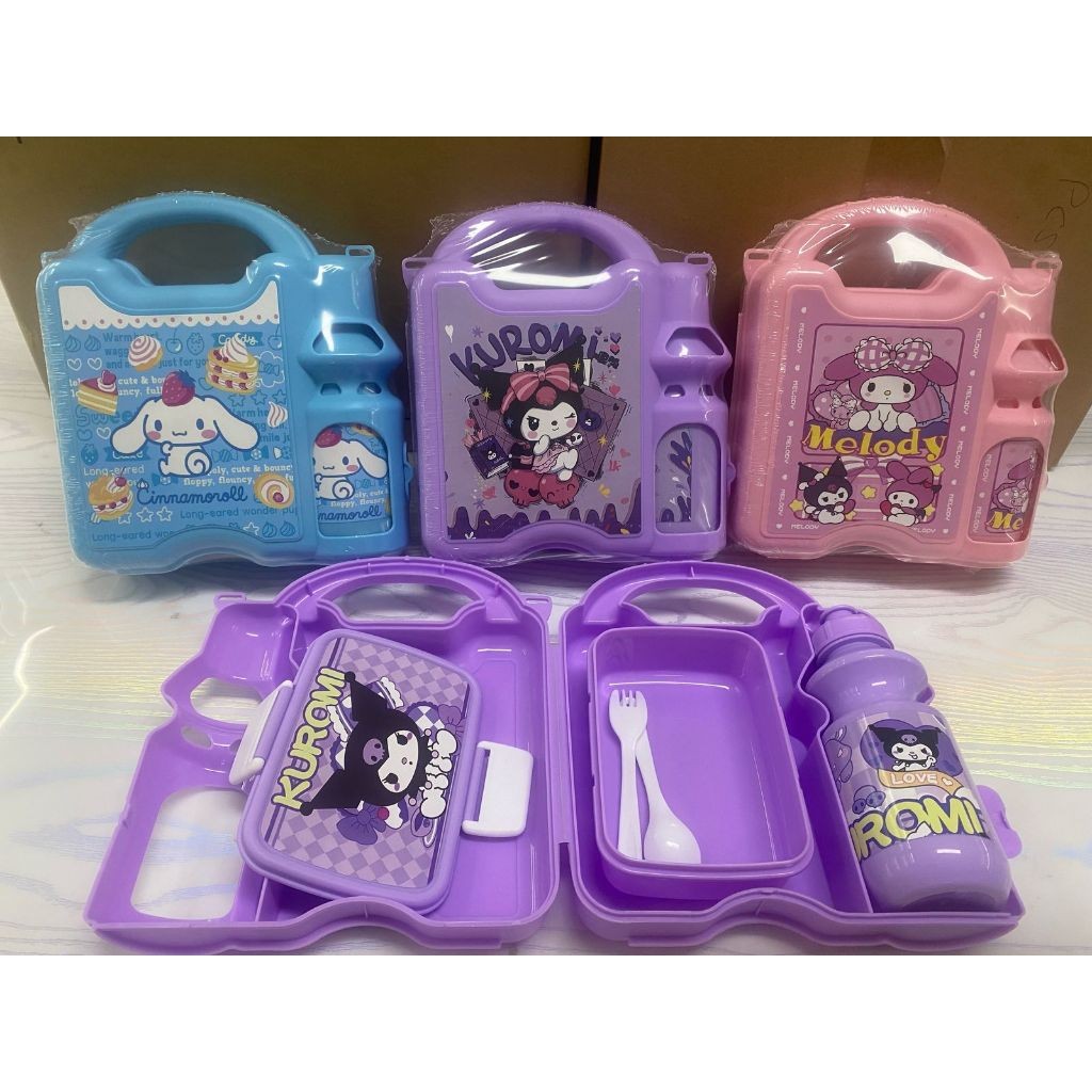LUNCH BOX KOPER SET SANRIO LABUBU Tempat Makan Anak Karakter dan Botol Minum + Tentengan LUNCH BOX S