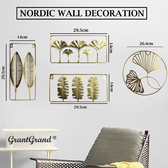 Tall Iron Living Room 3D Decoration Hiasan Ornamen Dekorasi Dinding - SET OF 4