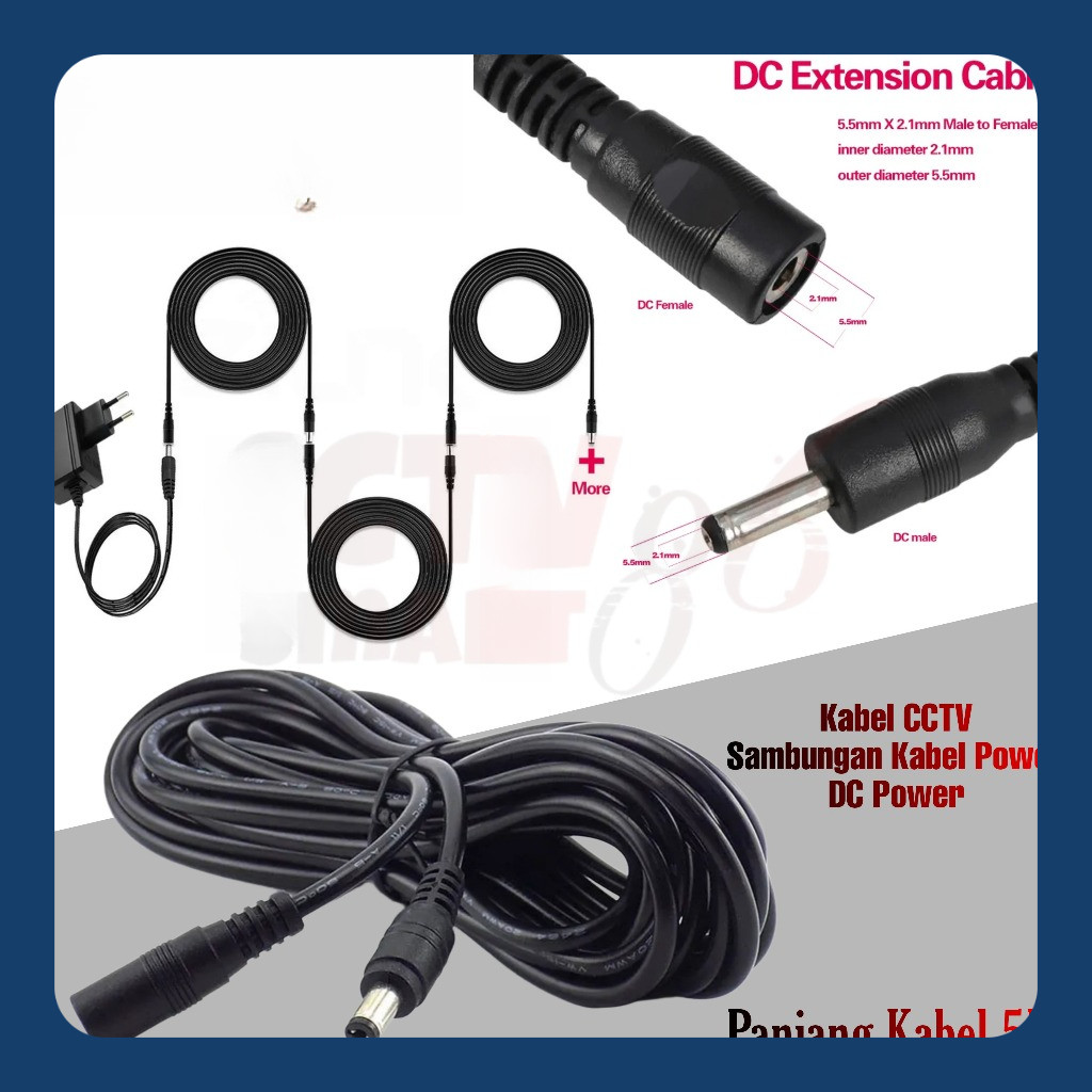 Sambungan Kabel POWER CCTV 5,5MM Sambungan Kabel Listrik Kabel Tembaga