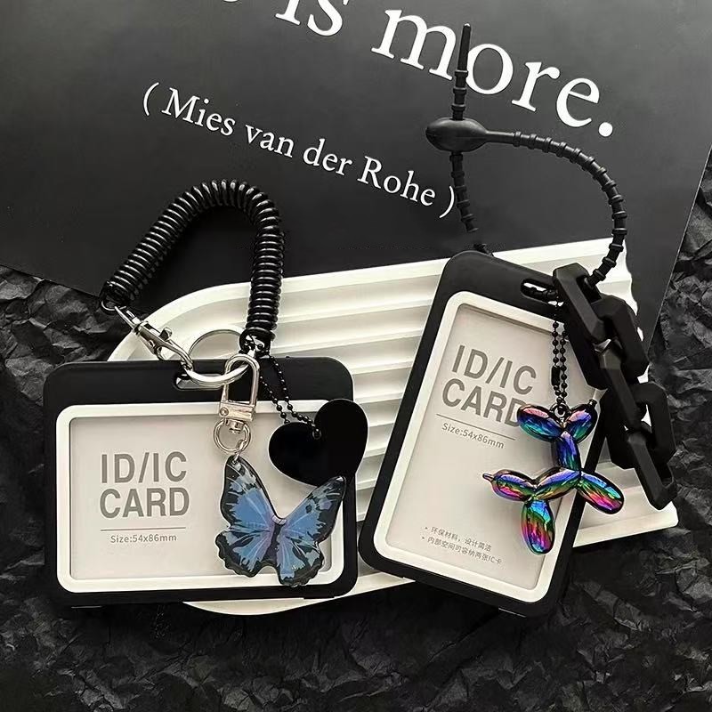 

Butterfly puppy card holder keychain bus campus card card holder work transparent card bag photo album Korean Kpop Card Sleeve