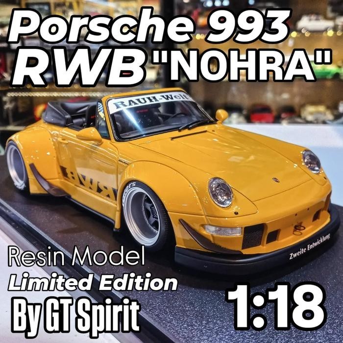 Diecast Porsche 993 RWB "NOHRA" Yellow  GT Spirit Resin Model Limited Edition ORI box Miniature
