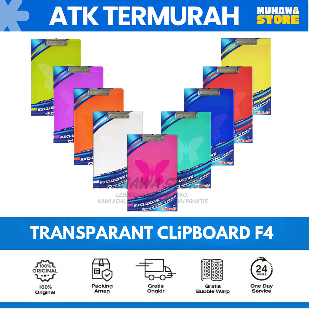 

PAPAN UJIAN F4 PAPAN UJIAN TRANSPARANT Butterfly CLIPBOARD