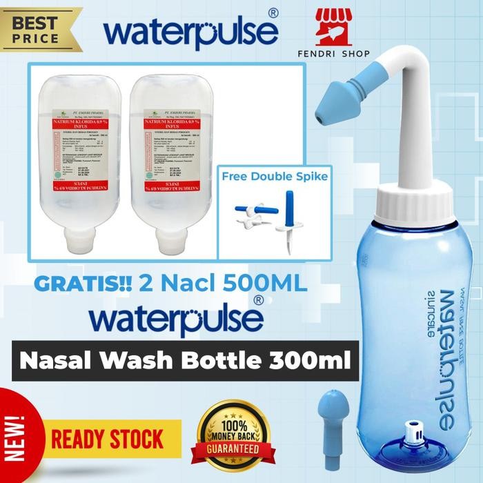 Paket Lengkap cuci Hidung 2 Nacl , gratis double spike - waterpulse brnd