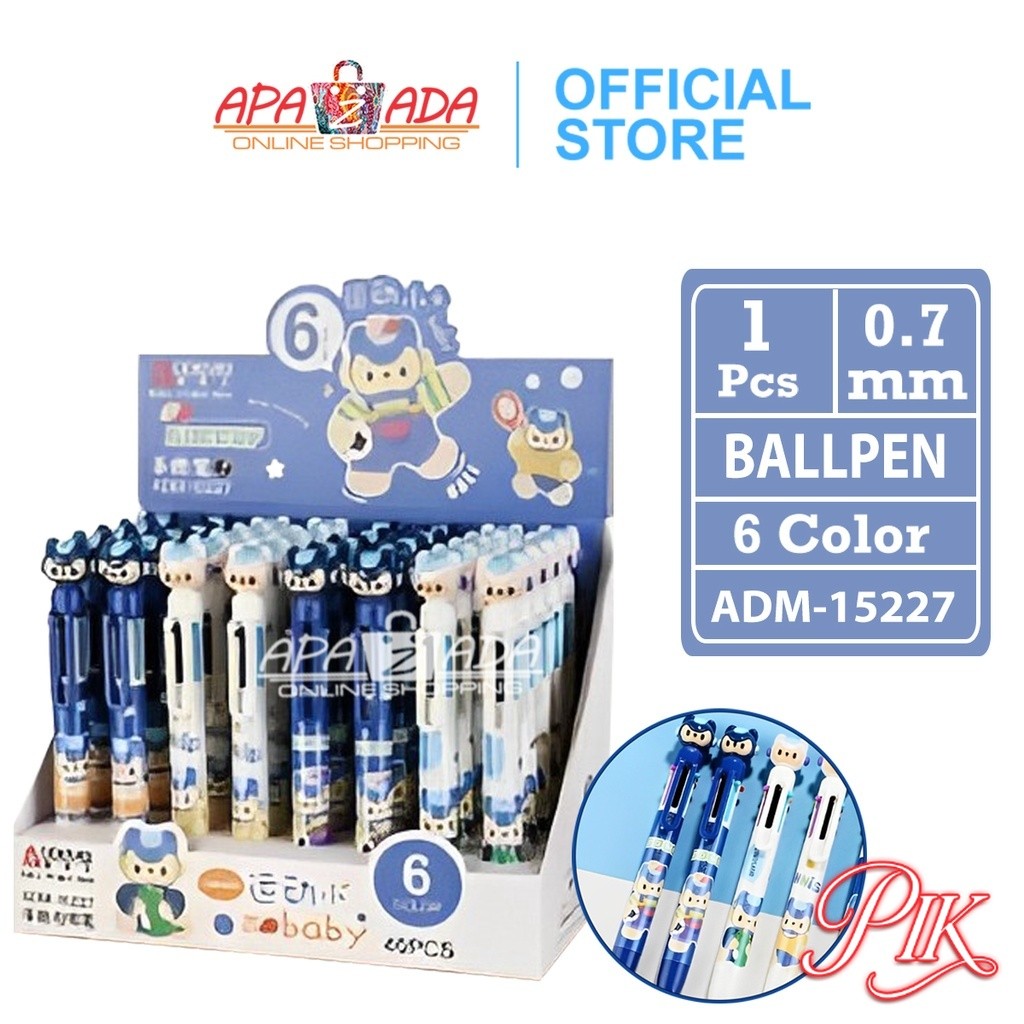 

Apazada Pulpen Ballpen 6 Warna Satuan [1 Pcs Pulpen] / Pena Bollpen Akademik / Bollpoin ADM-15227