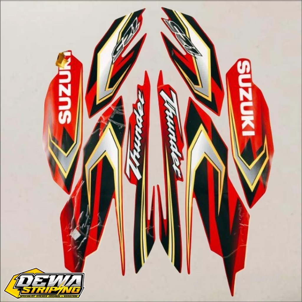 Stiker  striping suzuki thunder 125 merah 2010 2011  motor standar bagus
