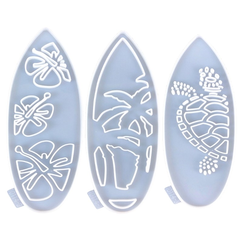

Set of 3 Easy to Use Silicone Mould Epoxy Resin Mold Wall Decorations Mould Hollow Surfboard Shaped Accessories Molds