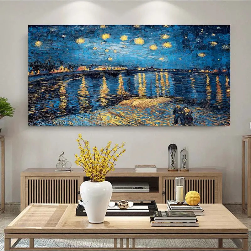

1pc Van Gogh Starry Night Oil Painting, Canvas Posters And Prints, Modern Famous Impressionist Art Pictures For Living Room Deco