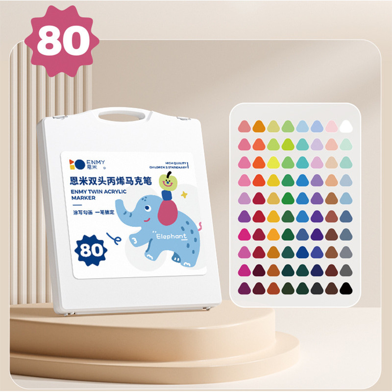 

ENMY DUAL TIP Acrylic MARKER Dan BRUSH / AMAN Untuk Anak 12/24/36/48/60/80 Warna Spidol Akrilik Marker