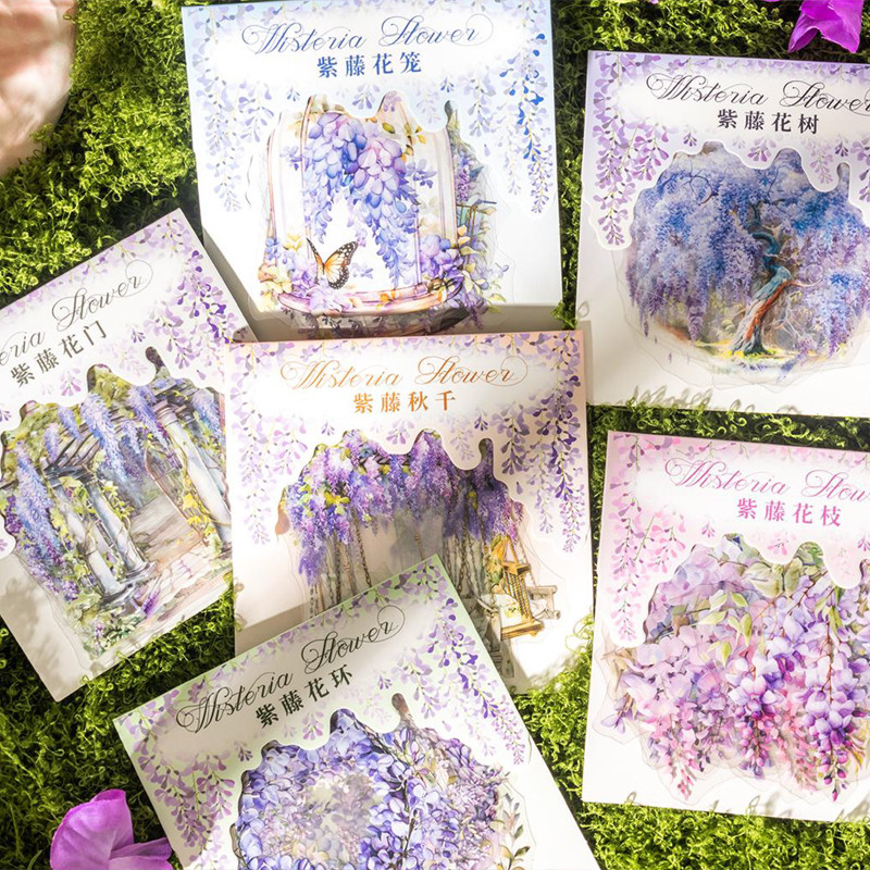 

2Style 30Pcs/bag Wisteria Dream Series PET Waterproof Stickers DIY Scrapbook Notebook Creative Material Stickers