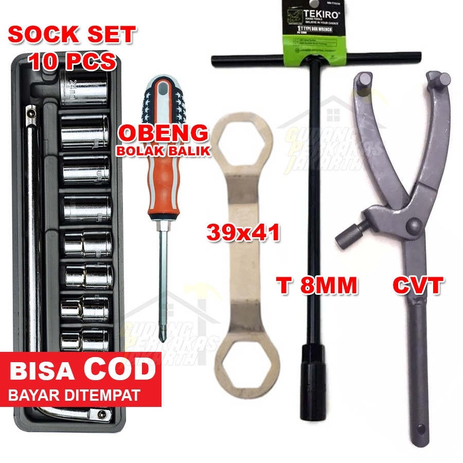TER PAKET MULTIPRO Tracker CVT UNIVERSAL + Kunci 39-41 + Kunci Sok Set 10 Pcs 8-24 mm + Kunci T 8mm 