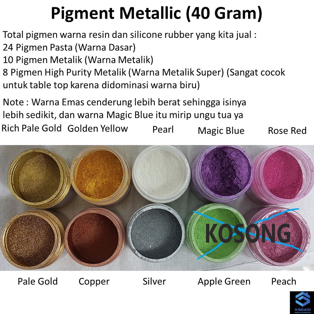 Metallic Powder 40 Gr - Bubuk Metalik - Pigmen Resin - Pewarna Resin - Epoxy Resin - Resin Bening