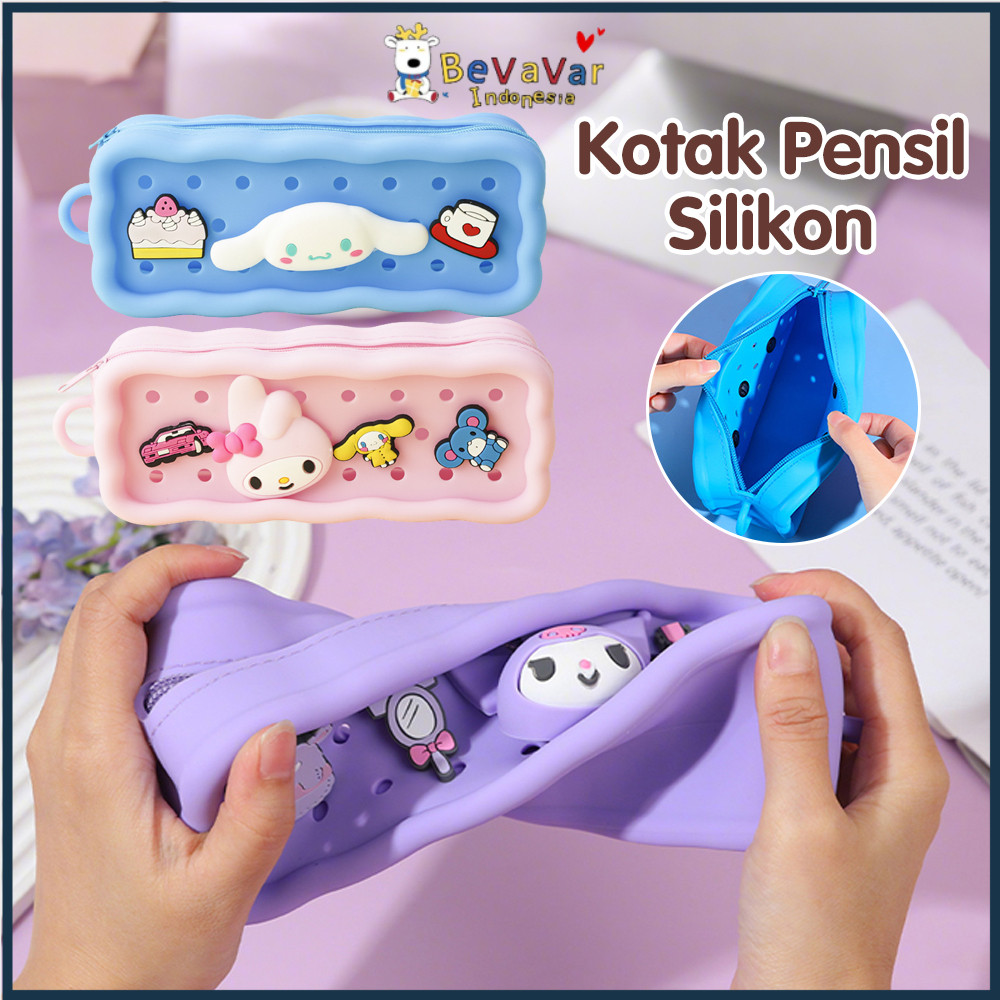 

​​BEVAVAR​​ Kotak Pensil Silikon Kartun Alat Tulis Silikon DIY Tempat Pensil