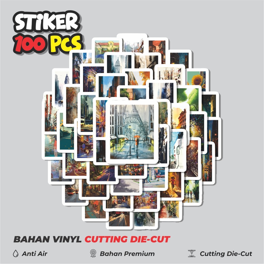 

Terbaru! 50 pcs Sticker Seni Street View Sticker Dekorasi Lucu Kreatif untuk Notebook, Skateboard, HP