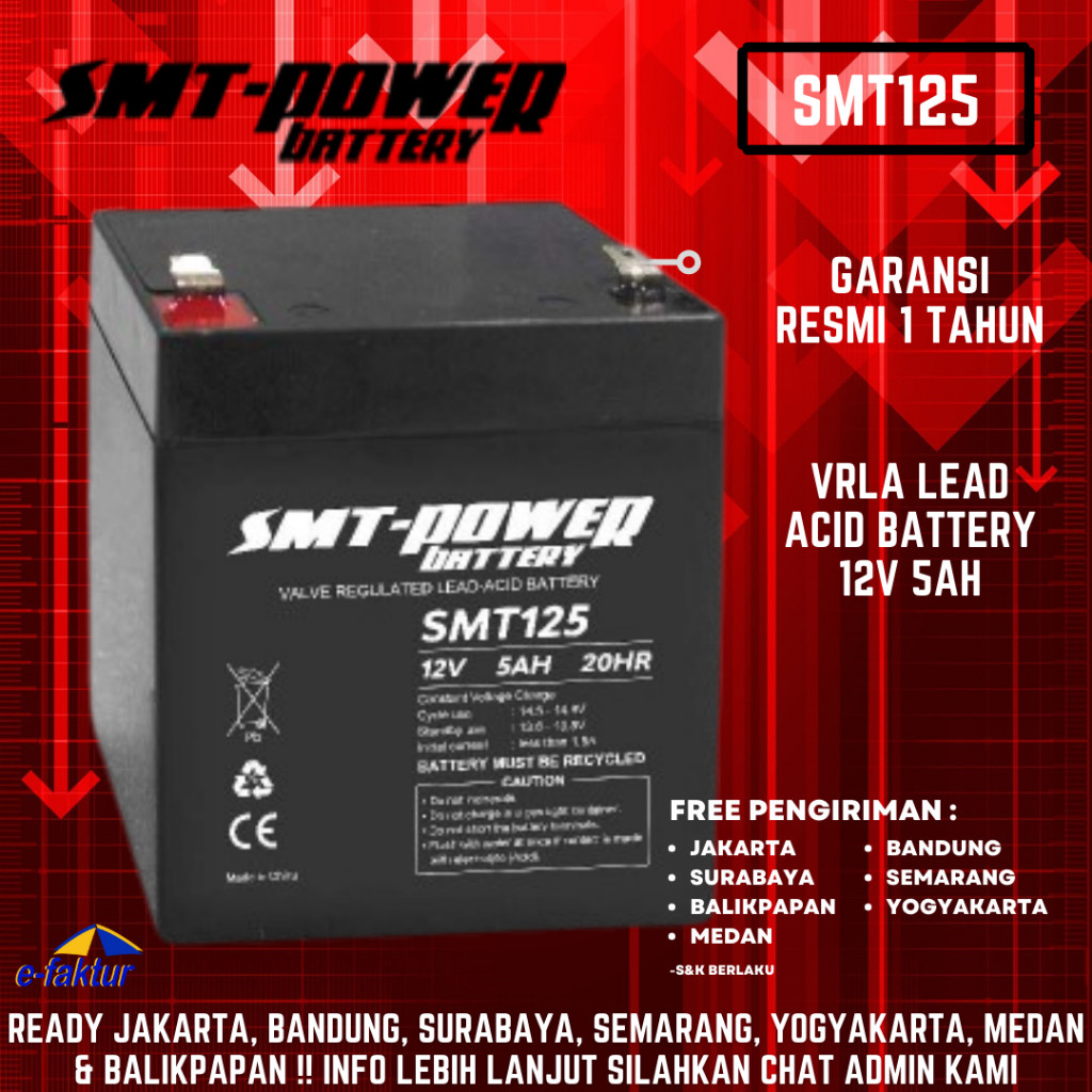BATTERY KERING UPS SMT-POWER 12V 5AH AKI KERING UPS 12VOLT 5AHCO