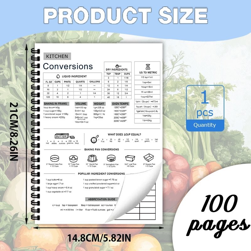 

A5 Spiral Recipe Notebook with kitchenware, fruits, blender, vintage design, kitchen theme - the perfect gift for home cooking